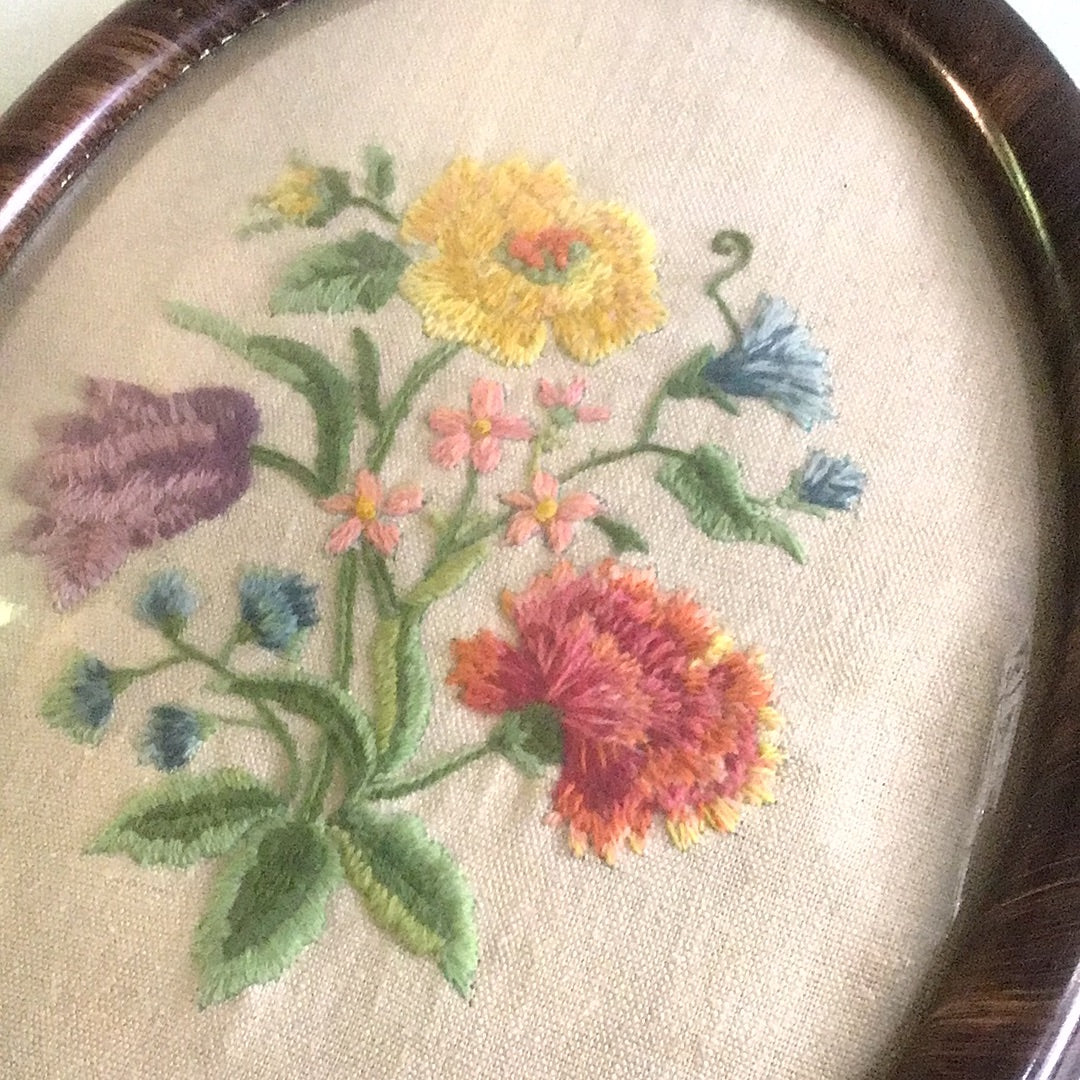 Vintage curved glass thread art