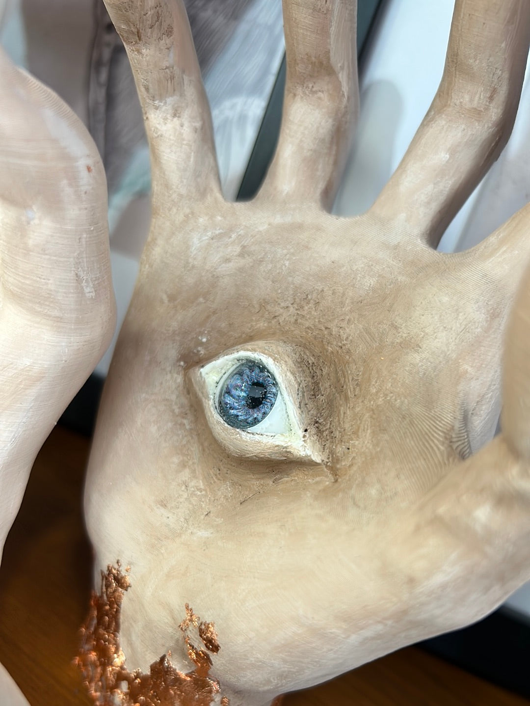 3D printed hands with hand sculpted eye and custom paint finish!