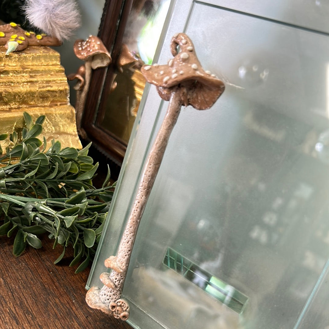 Vintage Glass frame with 3D mushroom