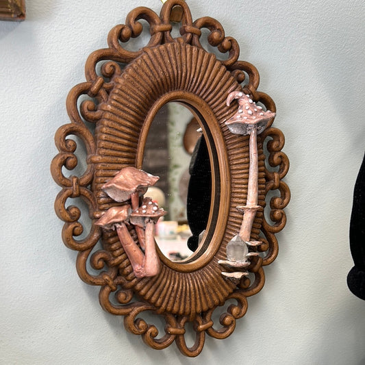 Vintage mirror with mushrooms