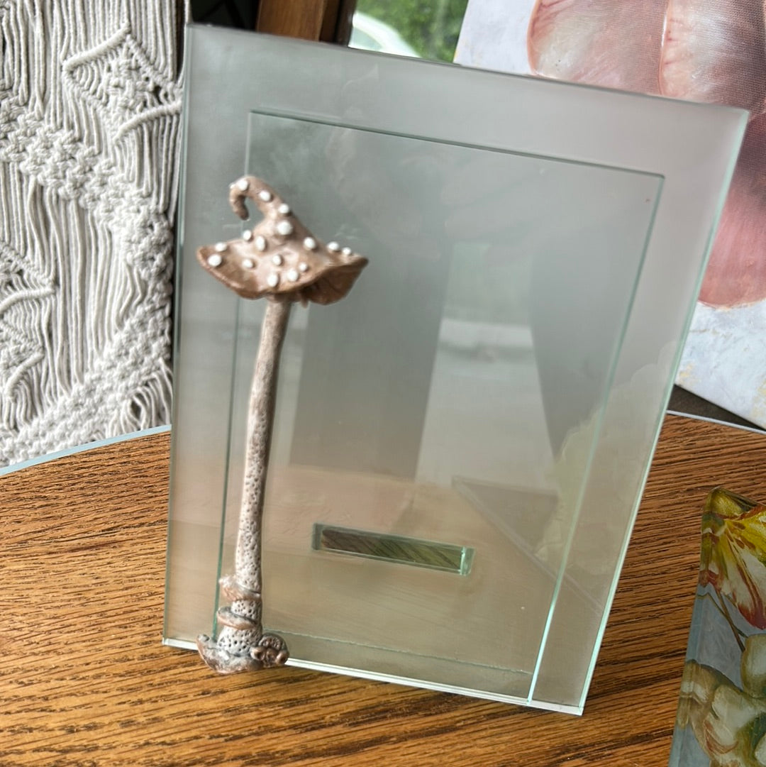 Vintage Glass frame with Mushroom