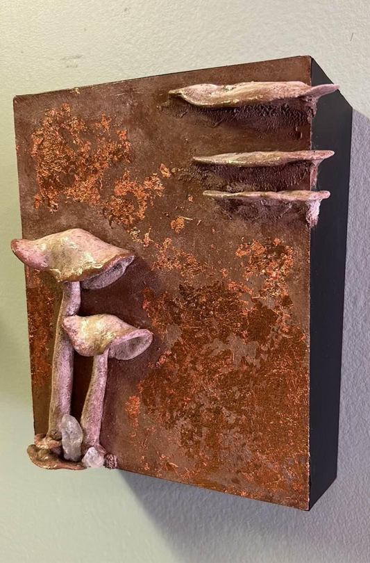 Hand sculpted mushroom wall art