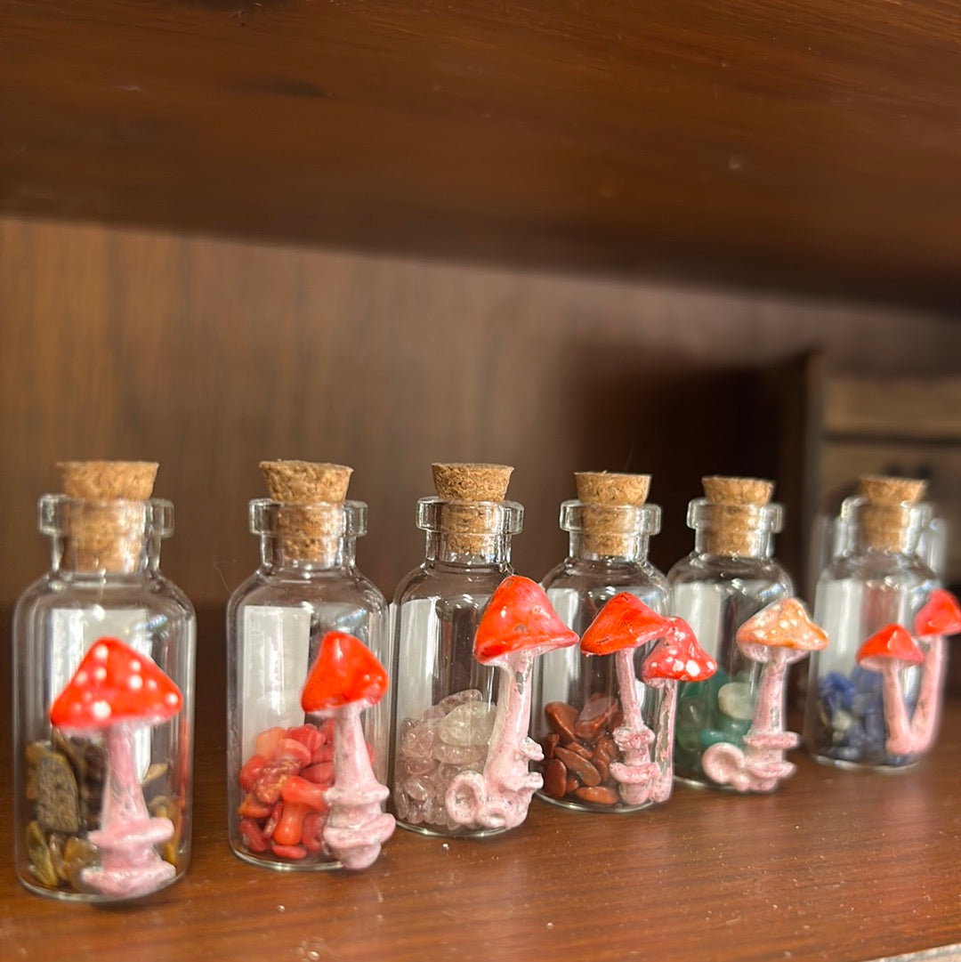 NEW! Mushroom & crystal bottles!