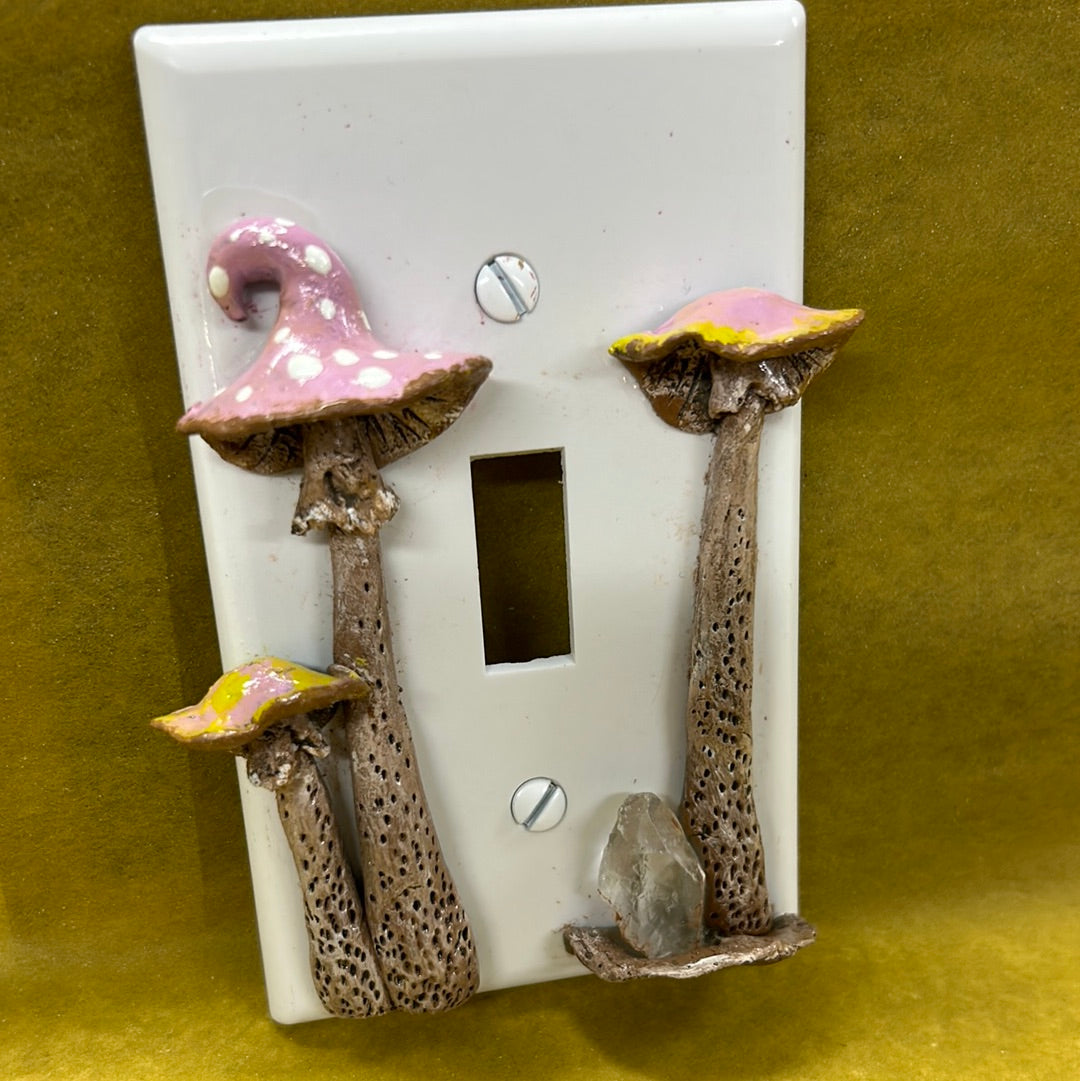 Mushroom, and clear quartz accent switch plate cover