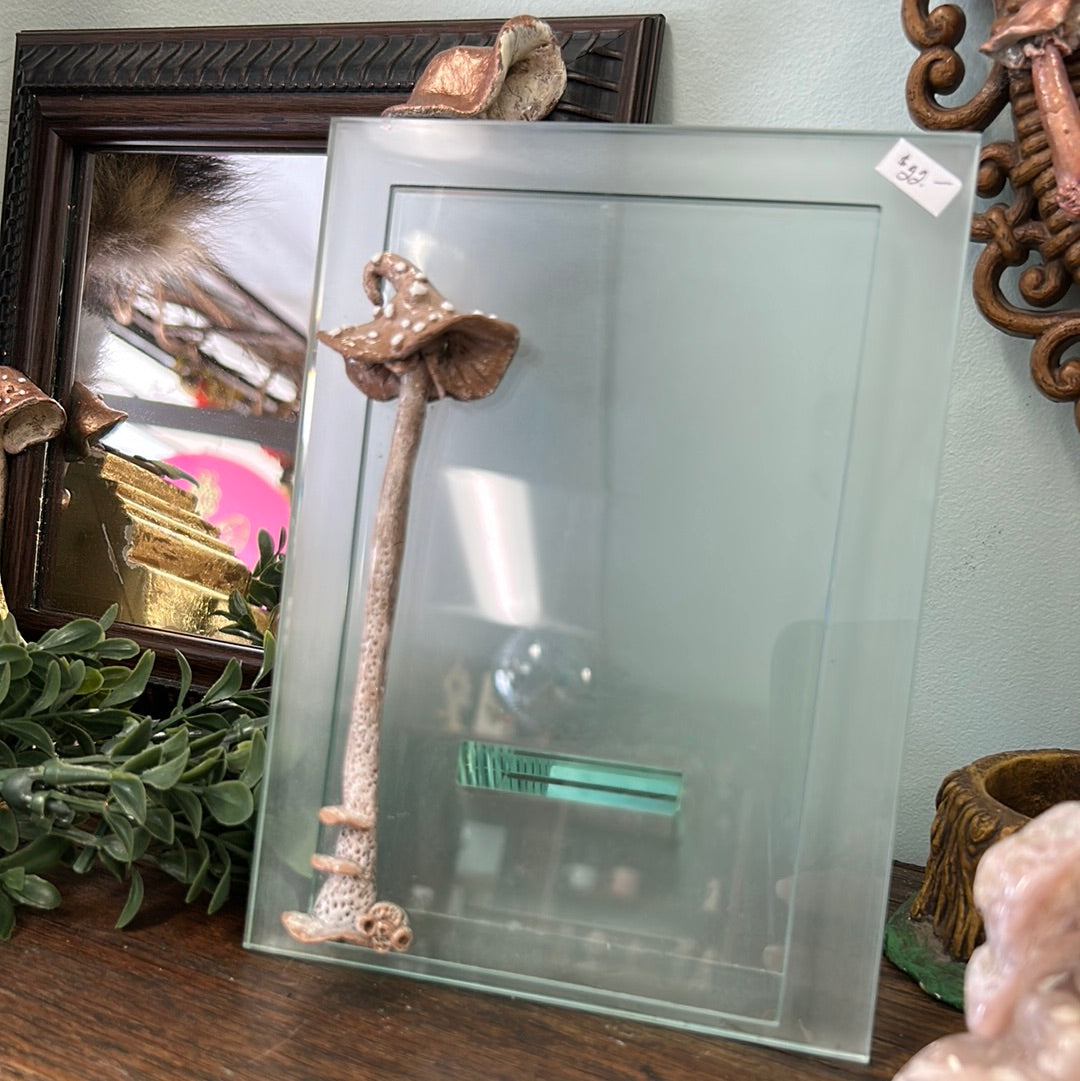 Vintage Glass frame with 3D mushroom