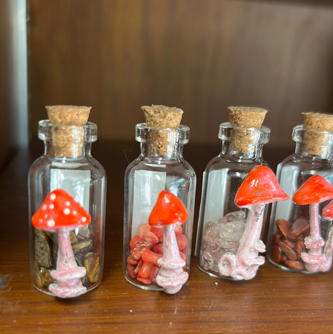 NEW! Mushroom & crystal bottles!