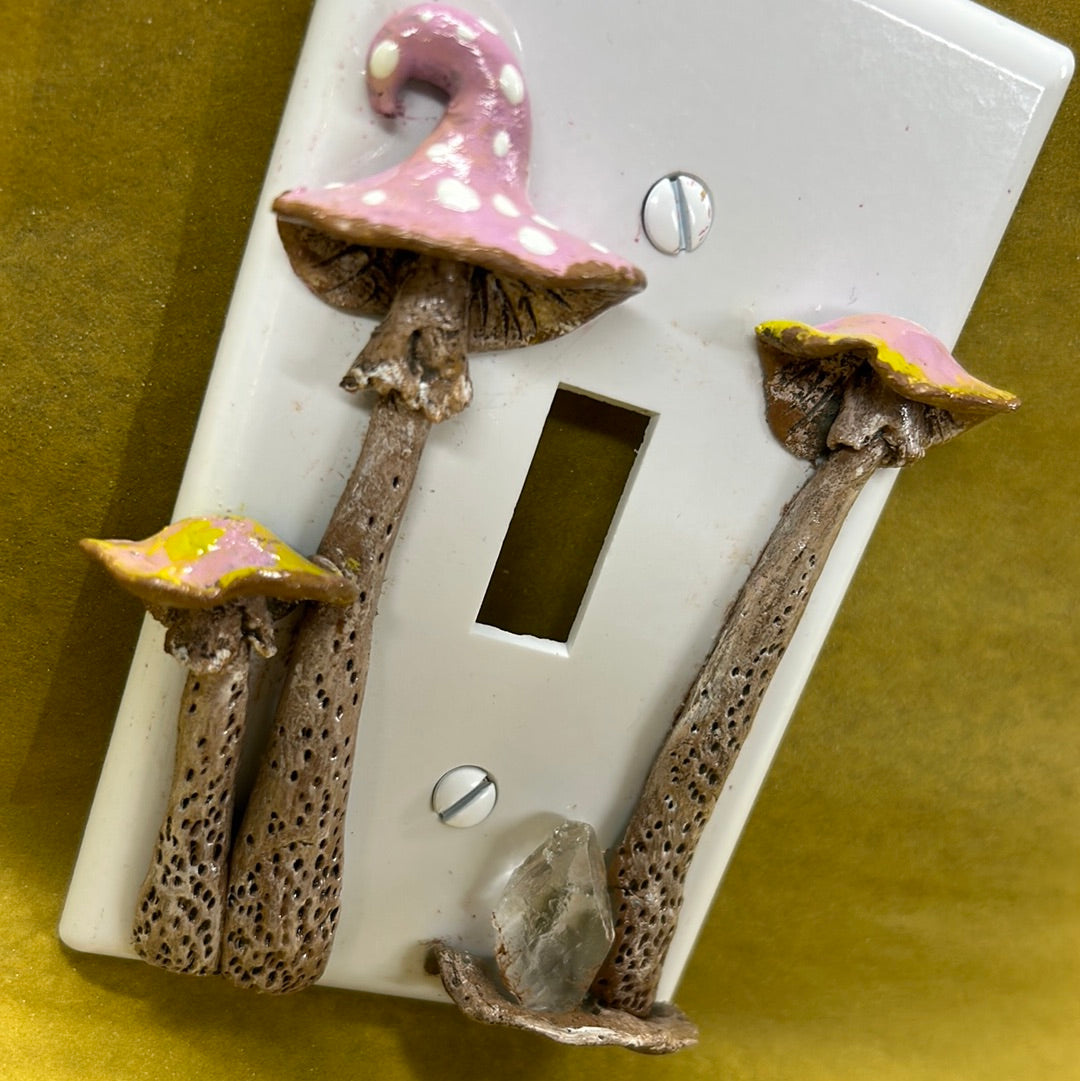 Mushroom, and clear quartz accent switch plate cover