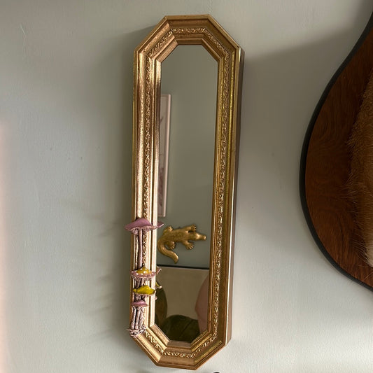 Vintage mirror with hand sculpted mushrooms!